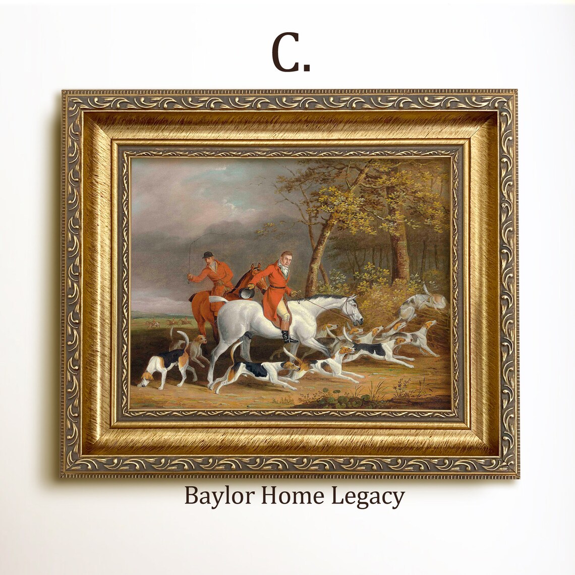 Fox Hunting Scene Oil Painting Print, Equestrian Decor - Image 3