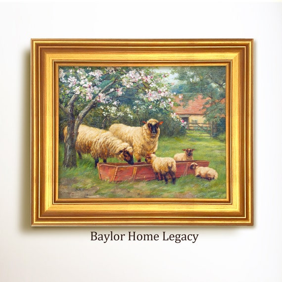 Sheep Antique Oil Painting-Style Wall Art Print