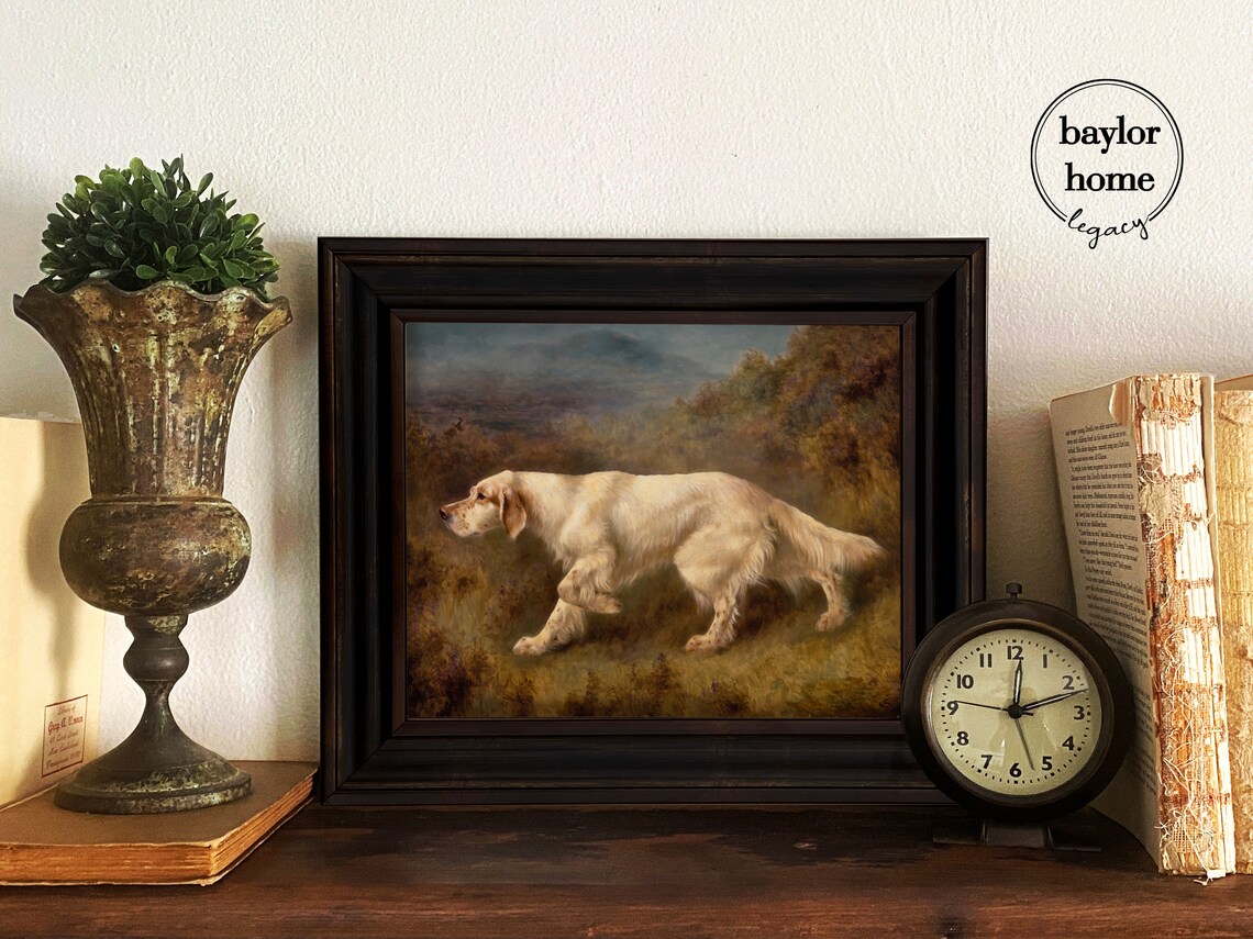 English Setter Pointing In Moorland Vintage Bird Dog Field Art Poster - Image 3
