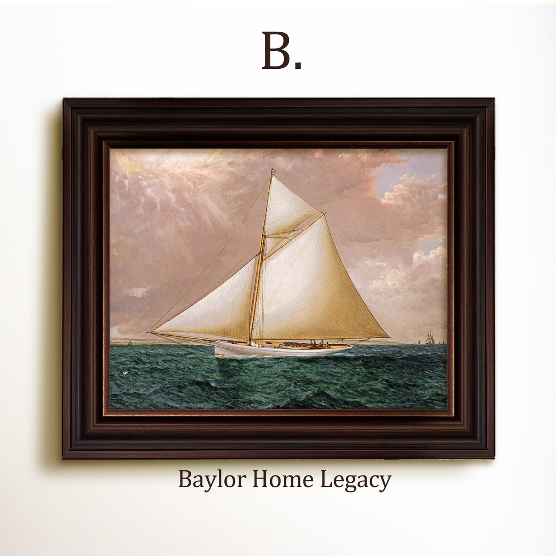 Sailboat Under Stormy Sky, Vintage Nautical Art Print - Image 4
