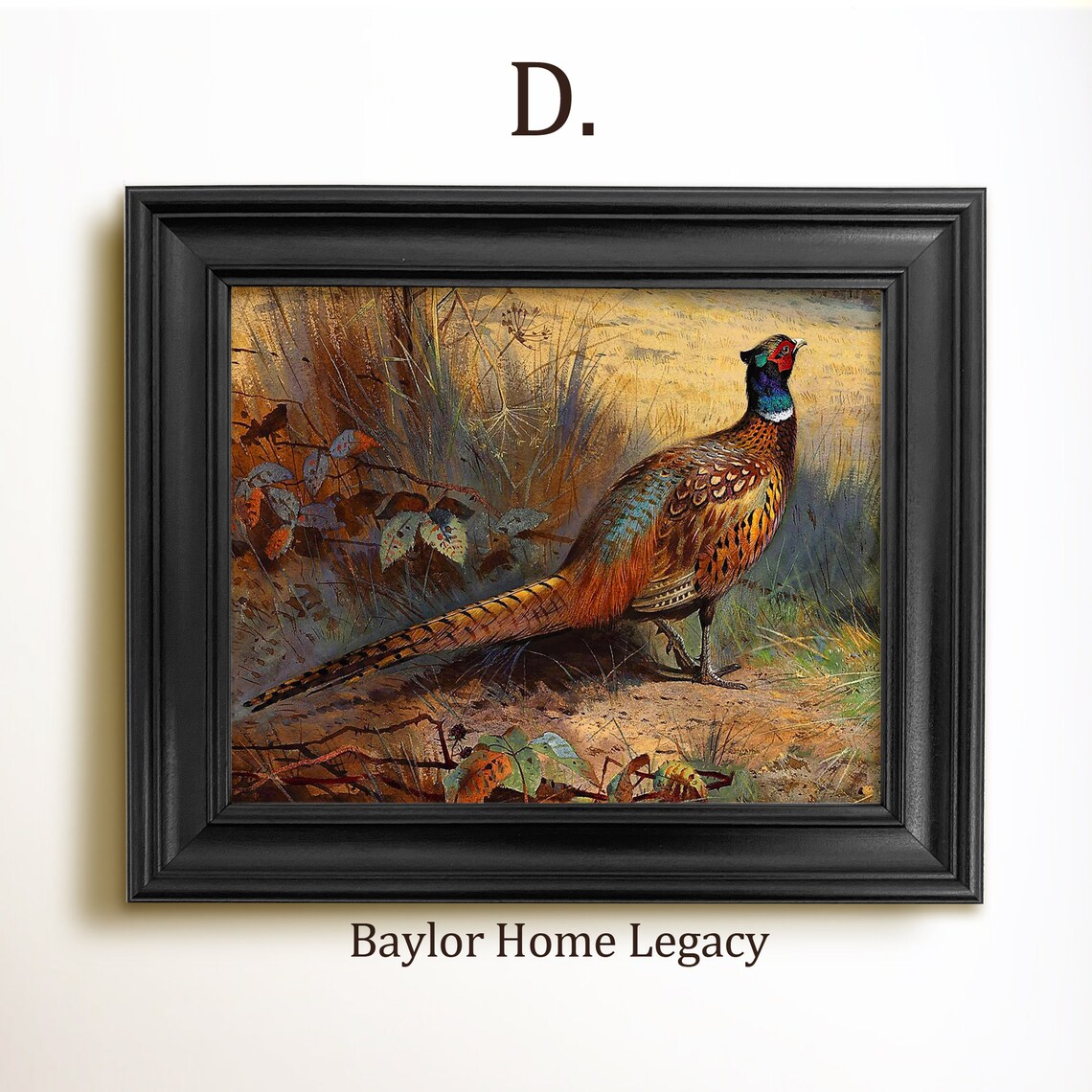 Ring Neck Pheasants Vintage Landscape Art Print - Image 2