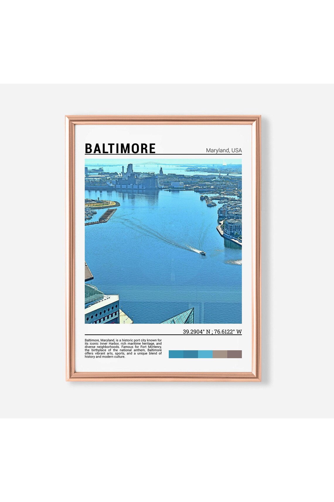 Baltimore Maryland Inner Harbor Waterfront City Skyline Poster
