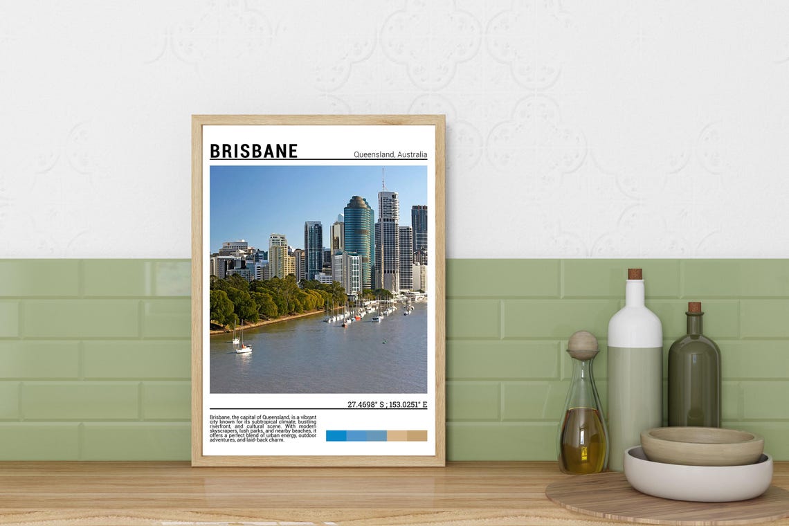 Brisbane Queensland Skyline Riverside Sailboats Travel Poster - Image 6
