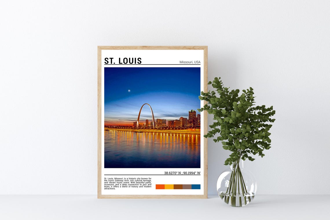 St Louis Missouri Gateway Arch Sunset Mississippi River Travel Poster - Image 4