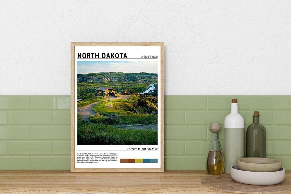 North Dakota Badlands Theodore Roosevelt Park Prairie Travel Poster - Image 3