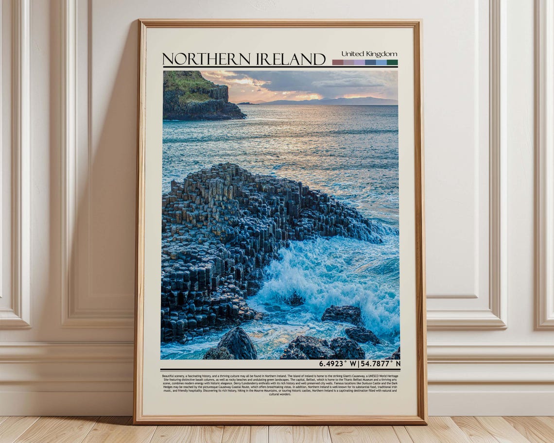 Northern Ireland Giants Causeway Coastal Travel Photo Poster