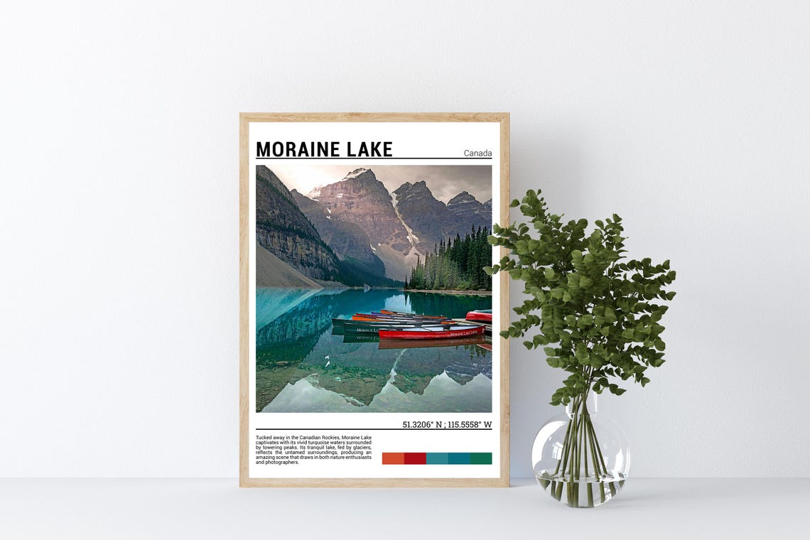 Moraine Lake Wall Art Moraine Lake Poster Moraine Photo Moraine Lake Photography Moraine Lake Travel Poster Moraine Lake Canada - Image 4