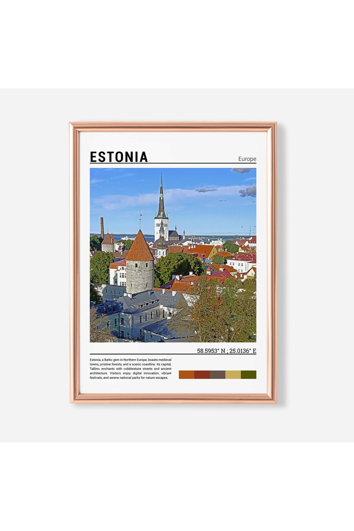 Tallinn Estonia Old Town Medieval Towers Red Rooftops Skyline Poster