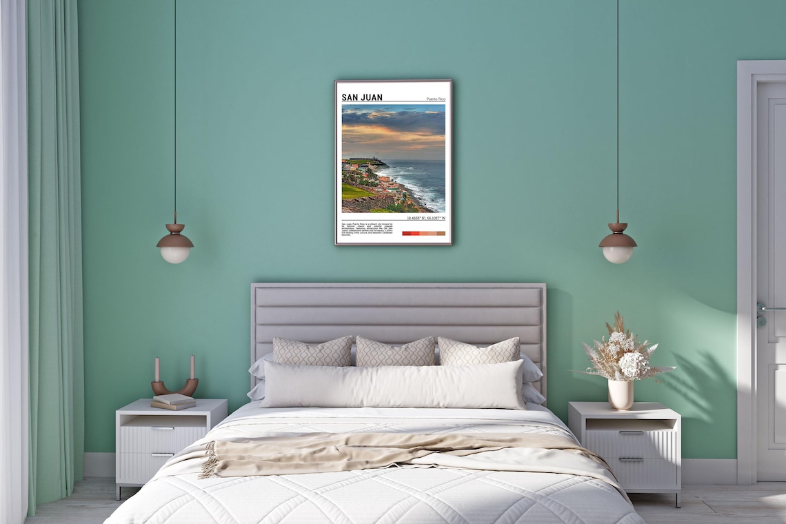 San Juan Puerto Rico Old Town Coastline Fortress Sunset Travel Poster - Image 5