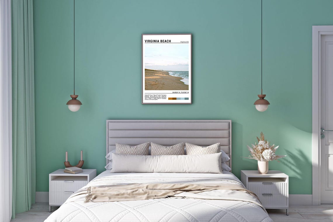 Virginia Beach Oceanfront Sandy Shore Waves Golden Light Poster - Image 5