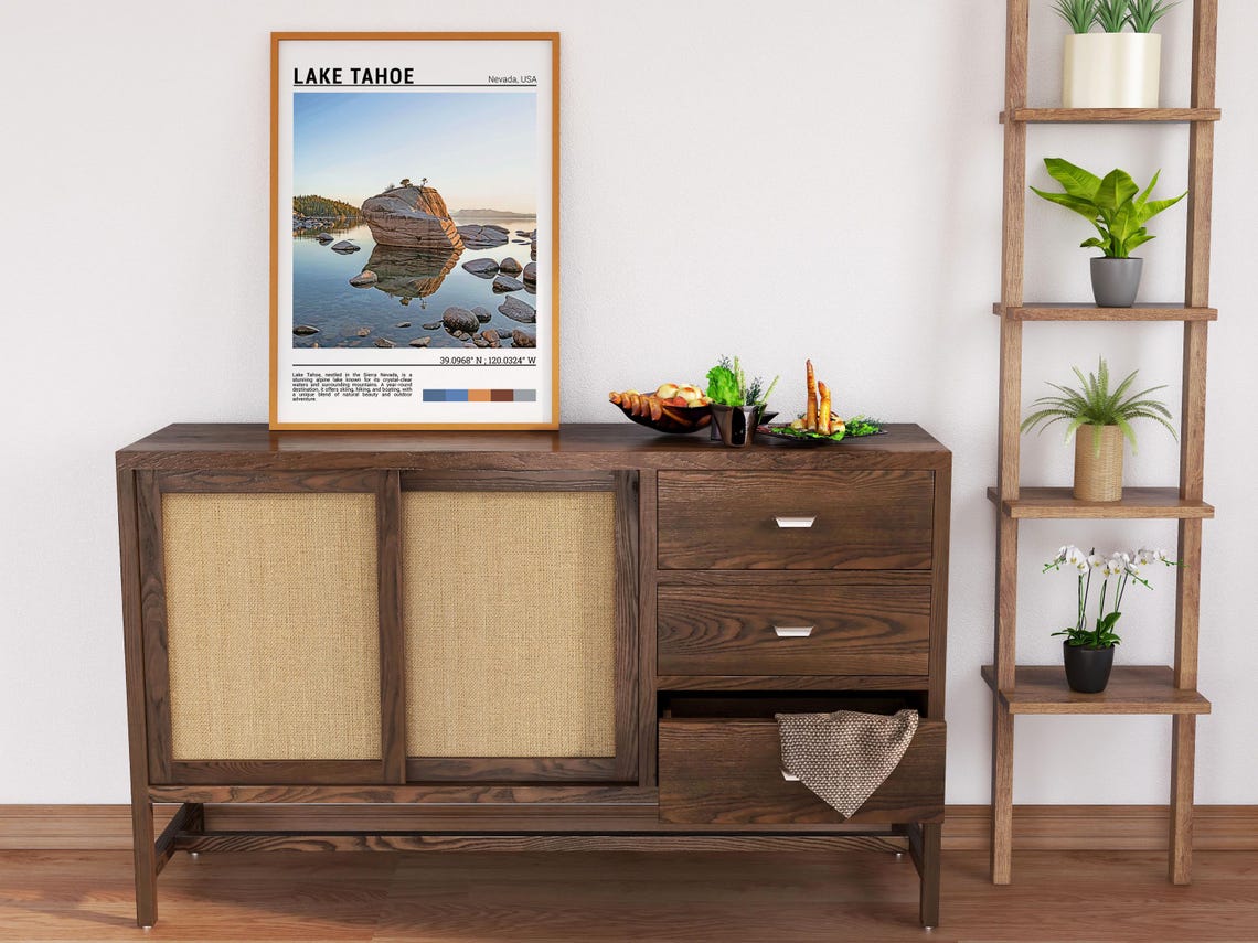 Lake Tahoe Bonsai Rock Sunset Reflection Alpine Lake Travel Poster - Image 6