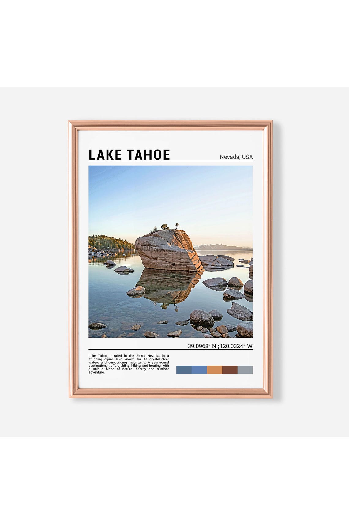 Lake Tahoe Travel Poster Lake Tahoe Wall Art Lake Tahoe Poster Print Lake Tahoe Photo Lake Tahoe Decor Nevada Usa