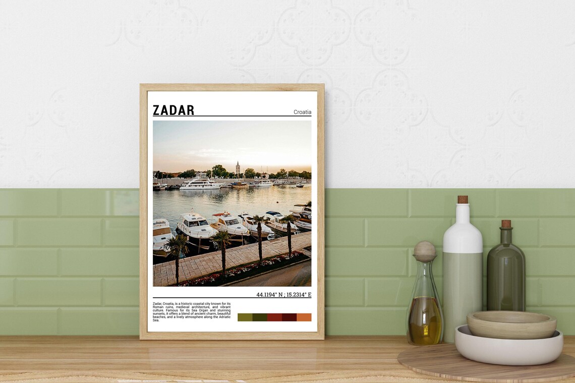 Zadar Croatia Harbor Sunset Boats Adriatic Coast Travel Poster - Image 3