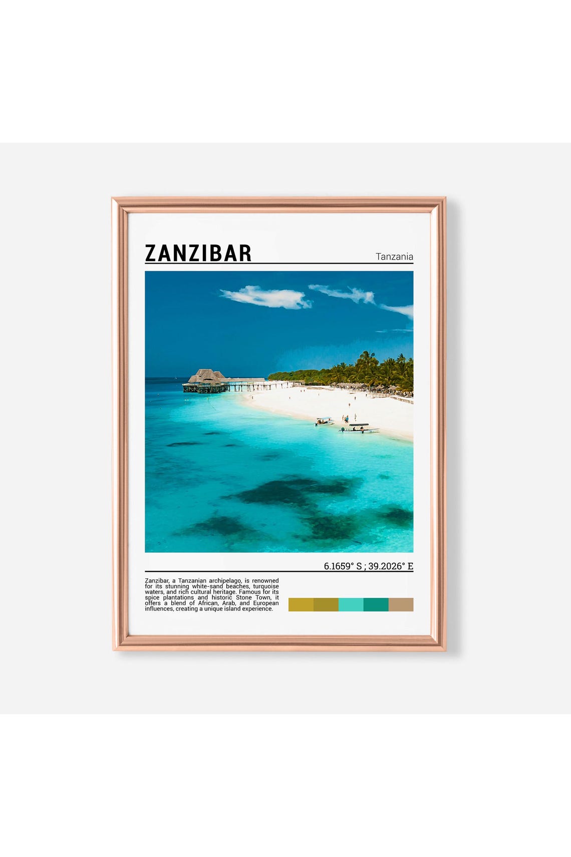 Zanzibar Tanzania White Sand Beach Turquoise Water Travel Poster
