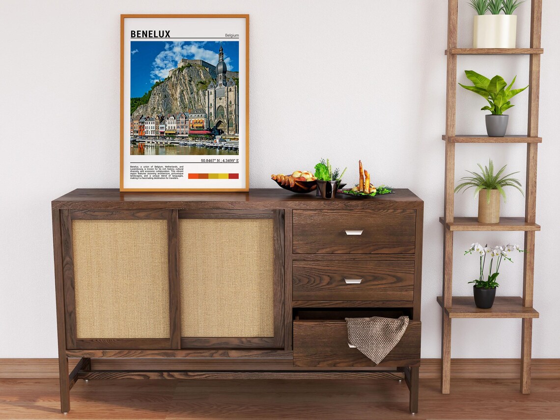 Benelux Belgium Riverside Old Town Church Cliff Castle Travel Poster - Image 6
