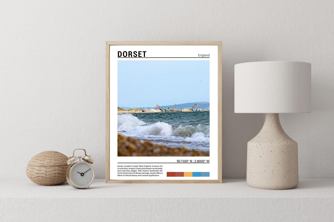 Dorset England Jurassic Coast Waves Shingle Beach Sea Spray Poster - Image 2