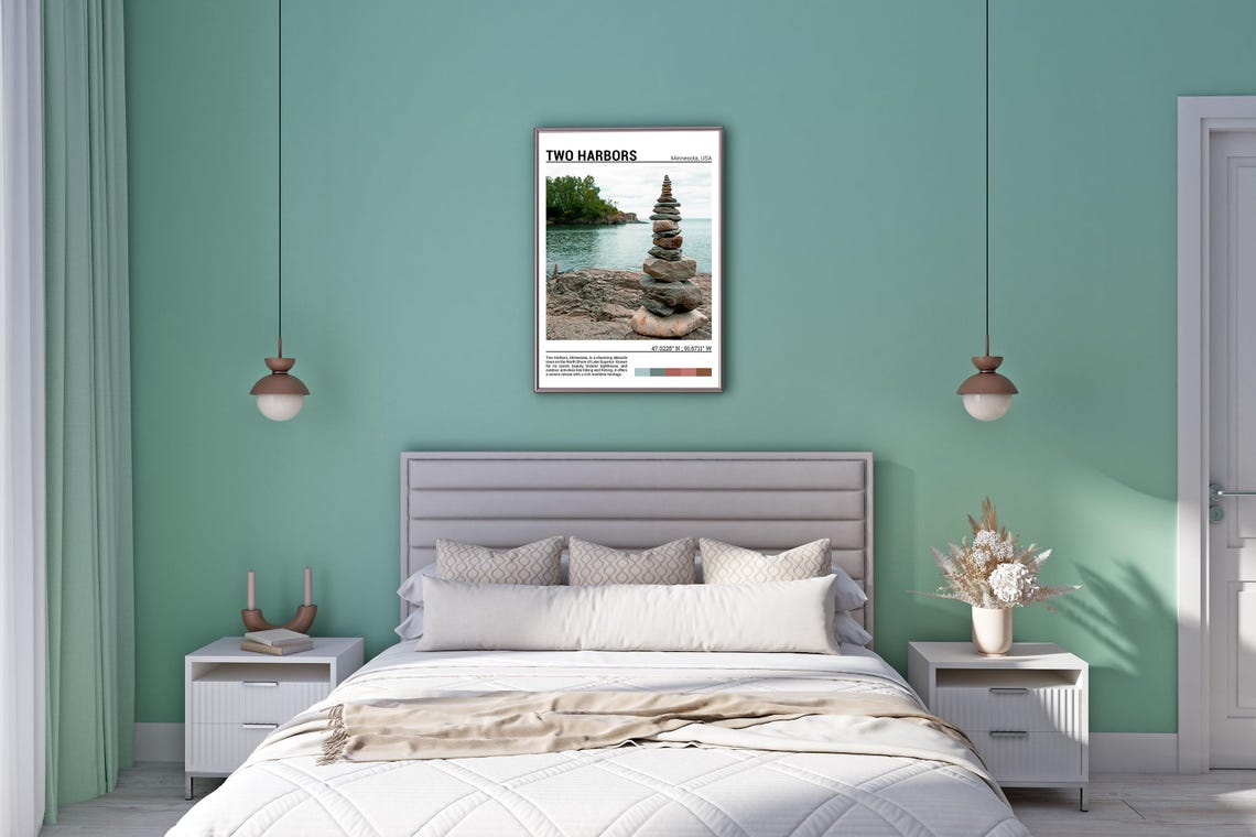Two Harbors Minnesota Lake Superior Stone Cairn Shore Poster - Image 5