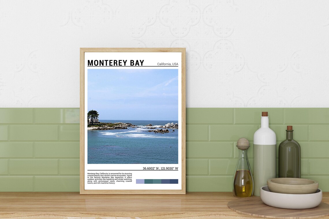 Monterey Bay California Rocky Coast Ocean Waves Photo Poster - Image 3