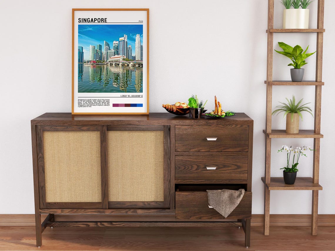 Singapore Marina Bay Modern Skyline Water Reflection Scene Poster - Image 6