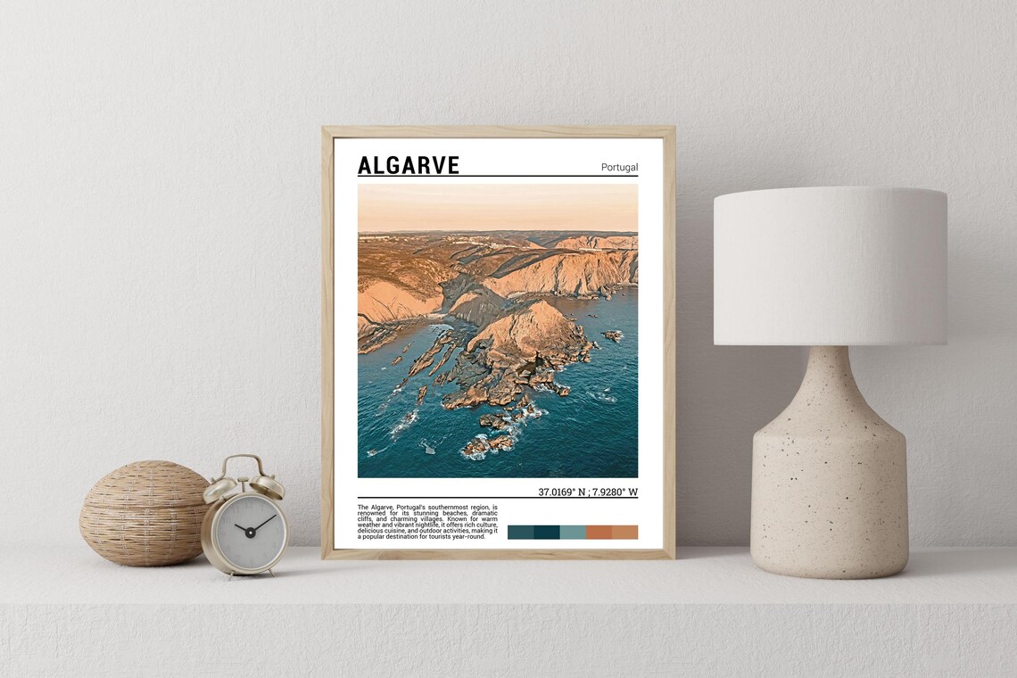 Algarve Portugal Golden Cliffs Dramatic Coast Aerial Photo Poster - Image 2