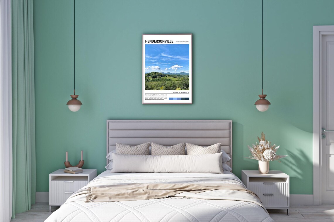 Hendersonville North Carolina Blue Ridge Mountains Meadow View Poster - Image 5