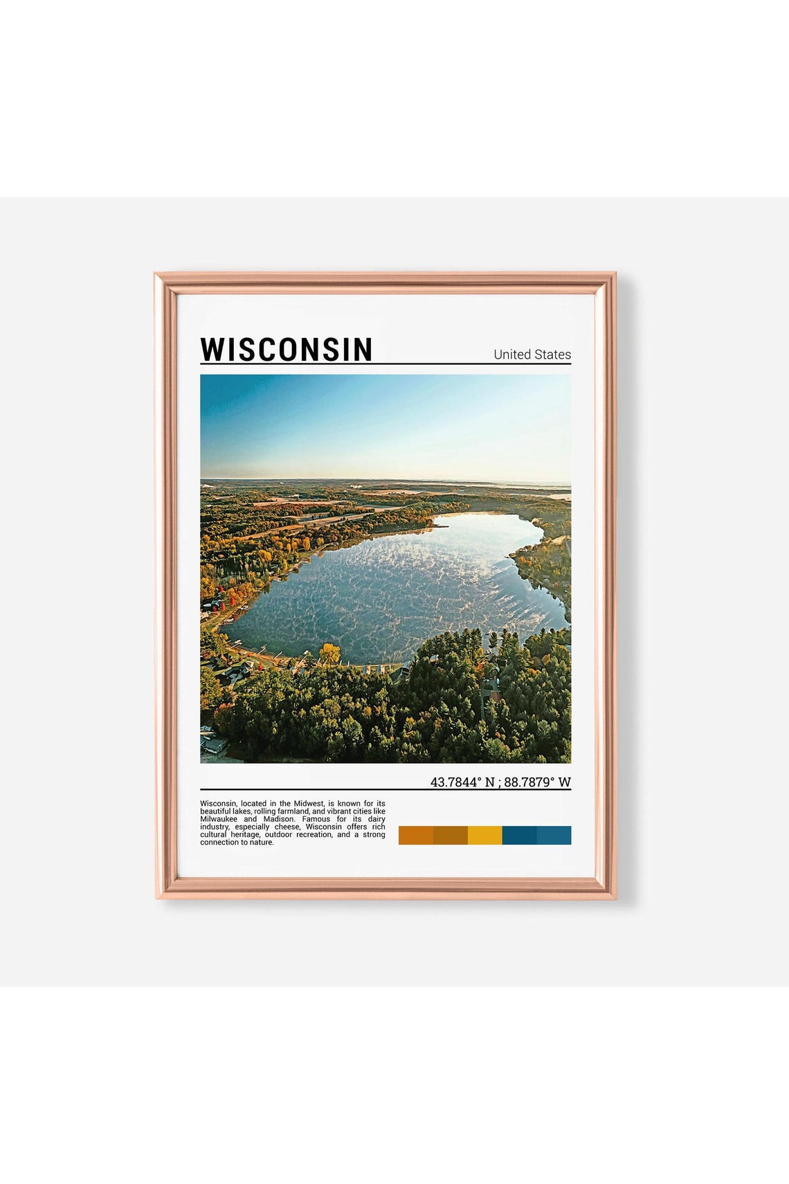 Wisconsin Autumn Lake Forest Aerial Fall Colors Landscape Poster