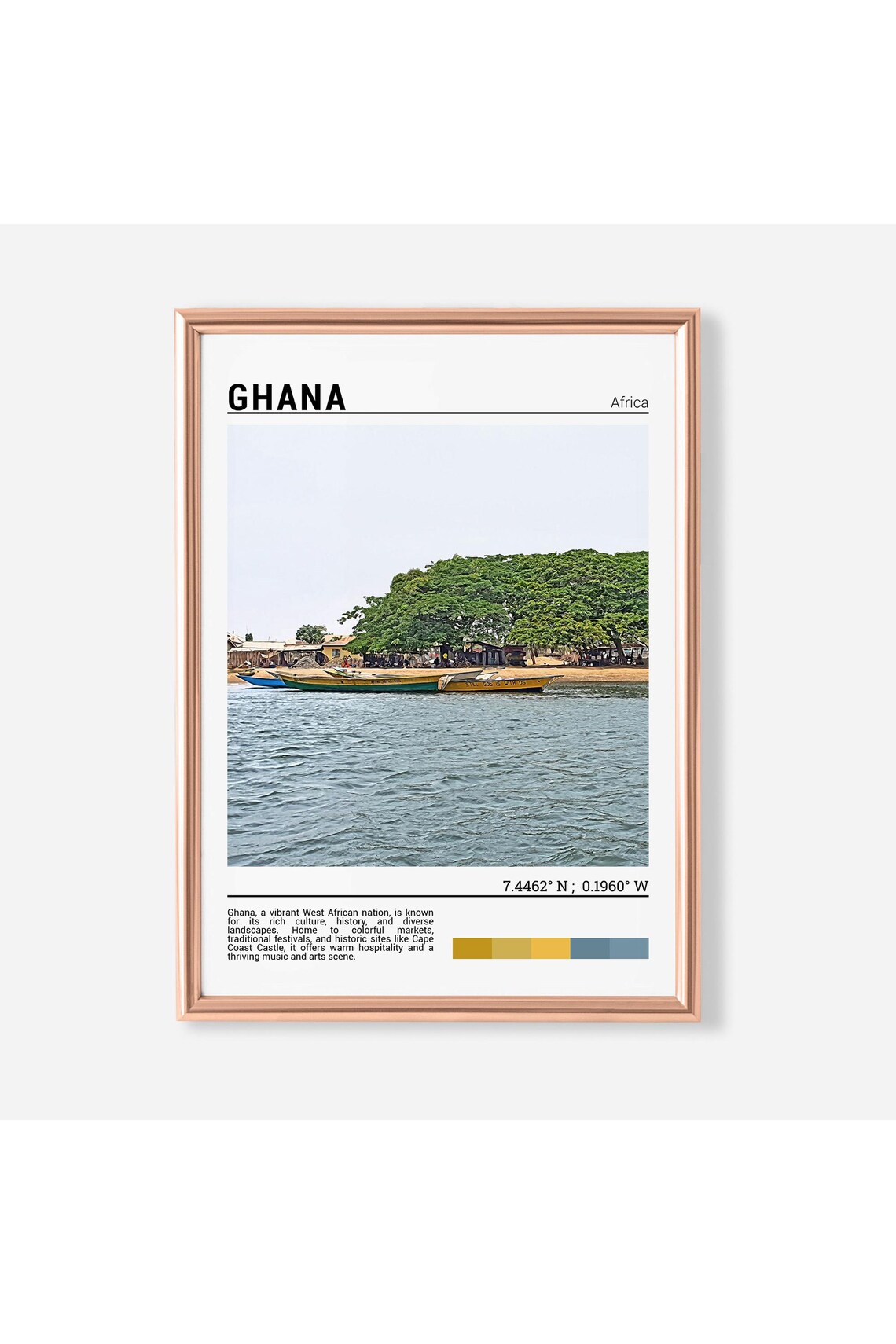 Ghana West Africa Colorful Fishing Boats Beach Scene Photo Poster