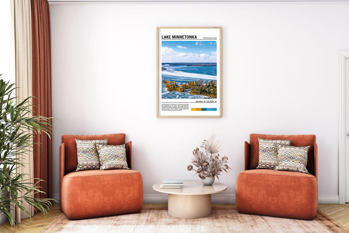 Lake Minnetonka Minnesota Aerial Shoreline Blue Water Poster - Image 7