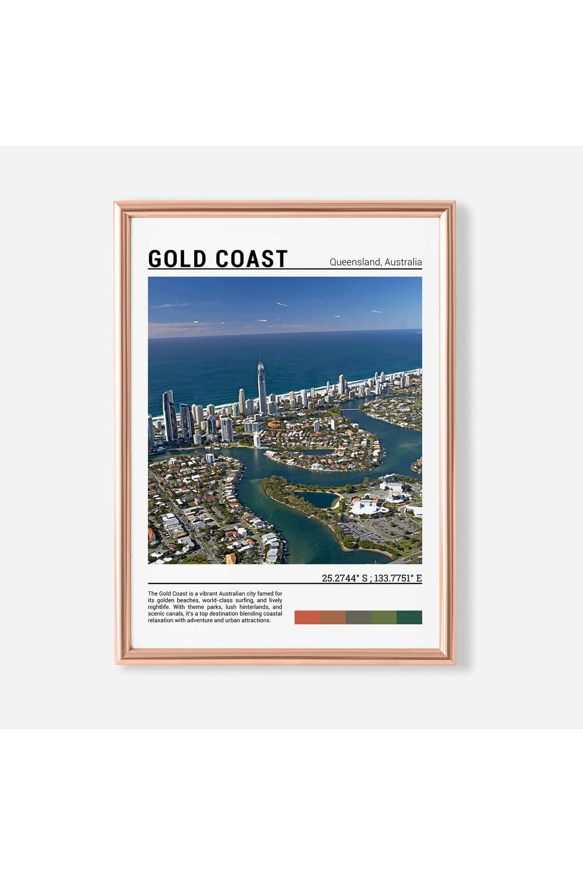 Gold Coast Queensland Aerial Skyline Ocean Canals Day Poster
