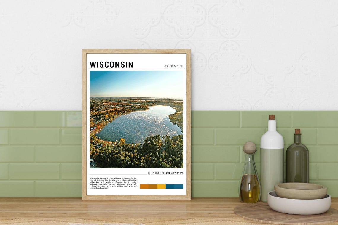 Wisconsin Autumn Lake Forest Aerial Fall Colors Landscape Poster - Image 3