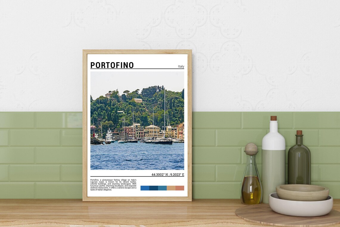 Portofino Italy Harbor Yachts Colorful Waterfront Village Photo Poster - Image 3