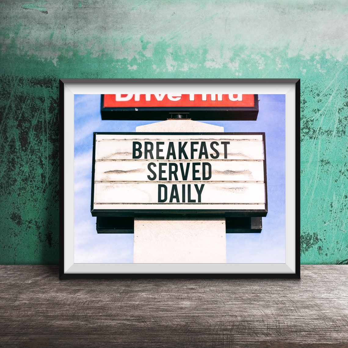 Breakfast Served Daily Drive Thru Marquee Sign Diner Kitchen Poster