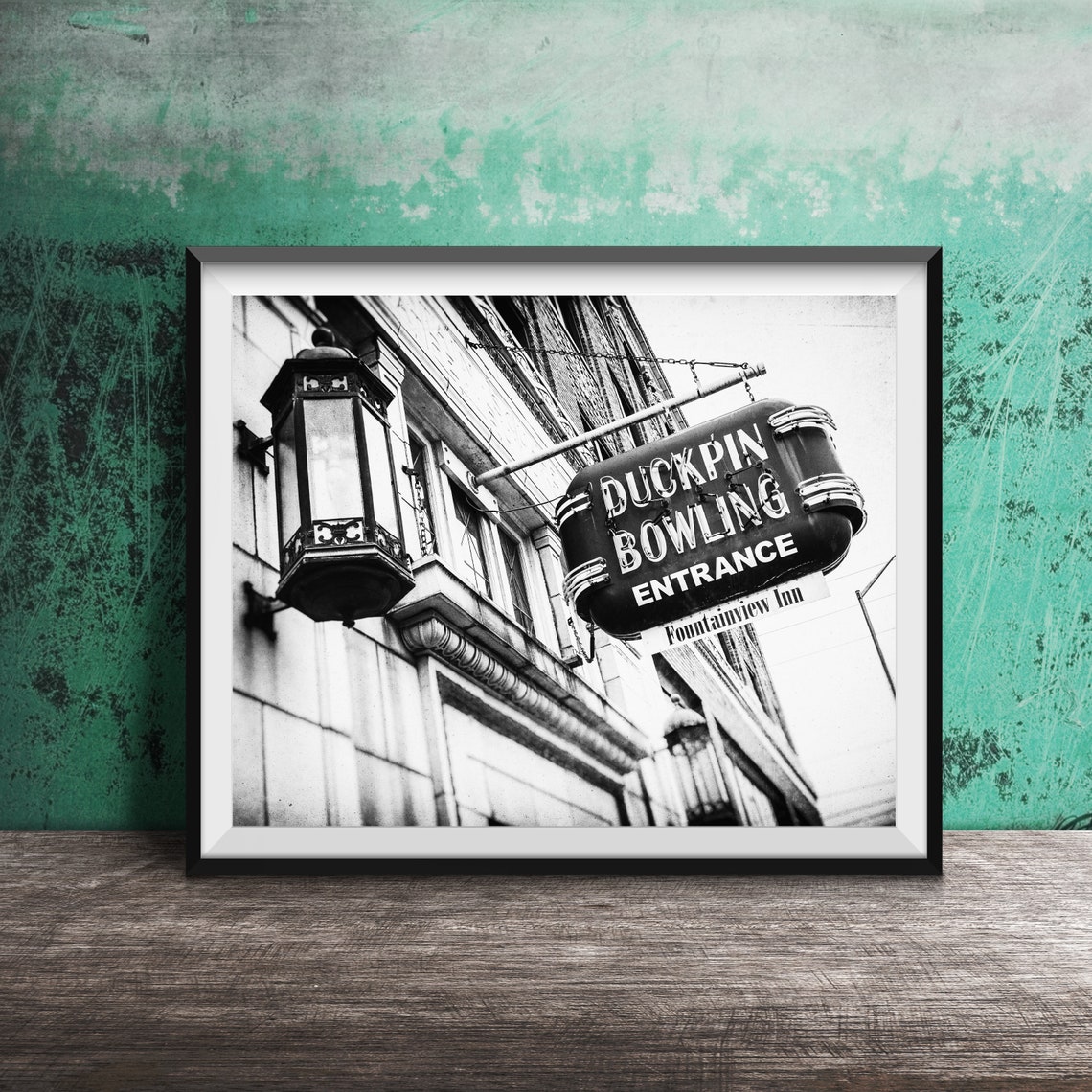 Duckpin Bowling Entrance Blue Neon Sign Indianapolis Vintage Poster - Image 2