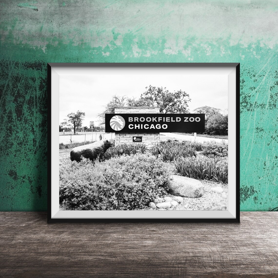 Brookfield Zoo Chicago Entrance Sign Bear Statue Photo Poster - Image 2