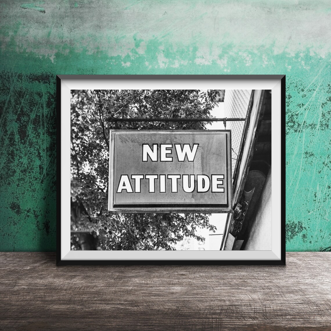 New Attitude Pink Hanging Sign Positivity Quote Photography Poster - Image 2