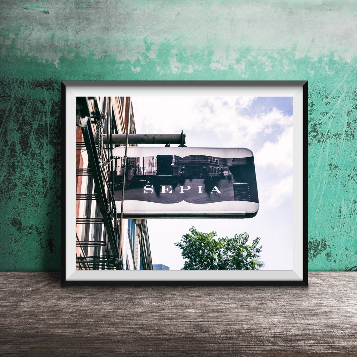 Sepia Chicago West Loop Restaurant Hanging Sign Cityscape Art Poster