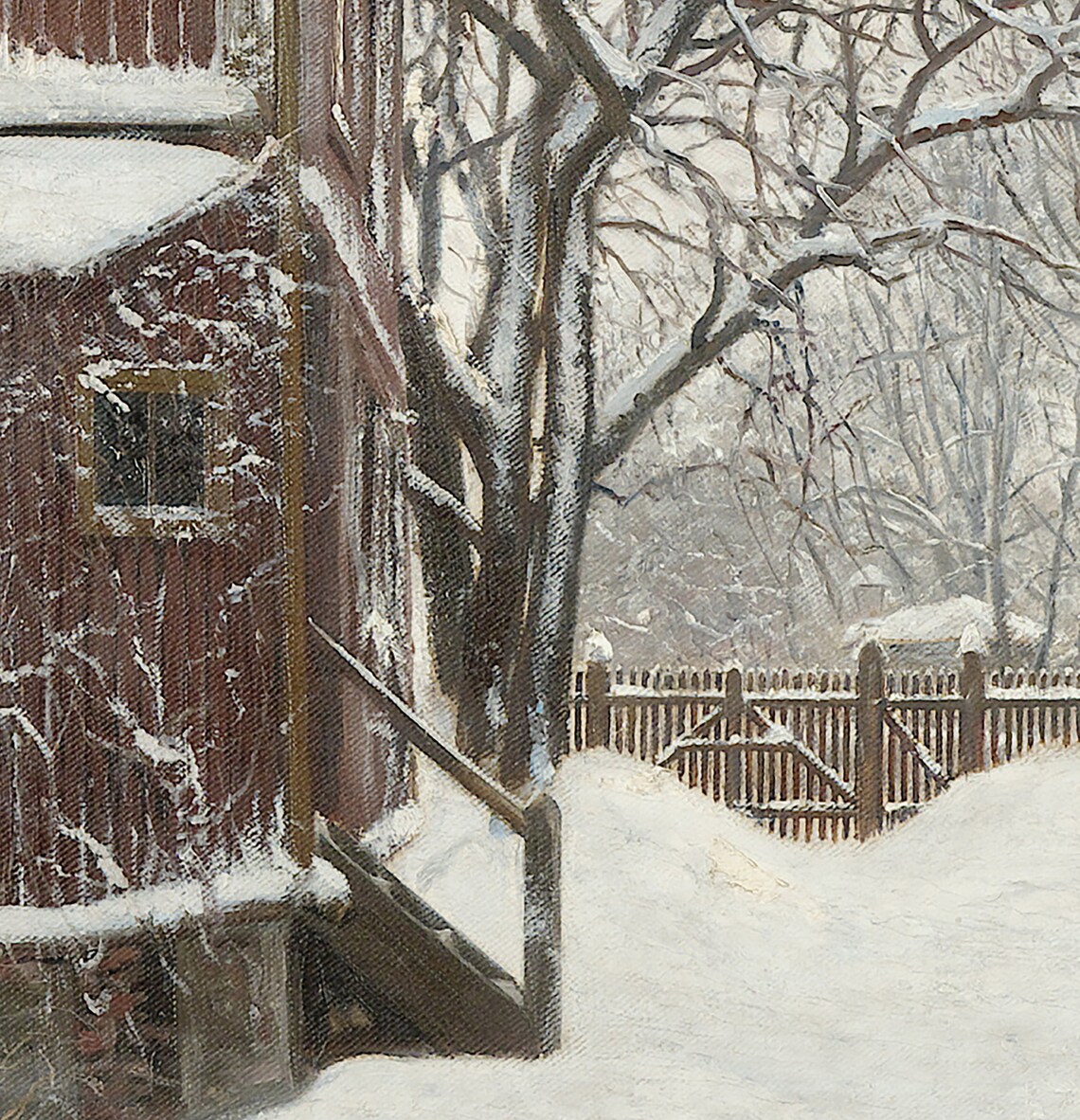 Winter Barn Painting, Snowy Landscape Art Print - Image 4