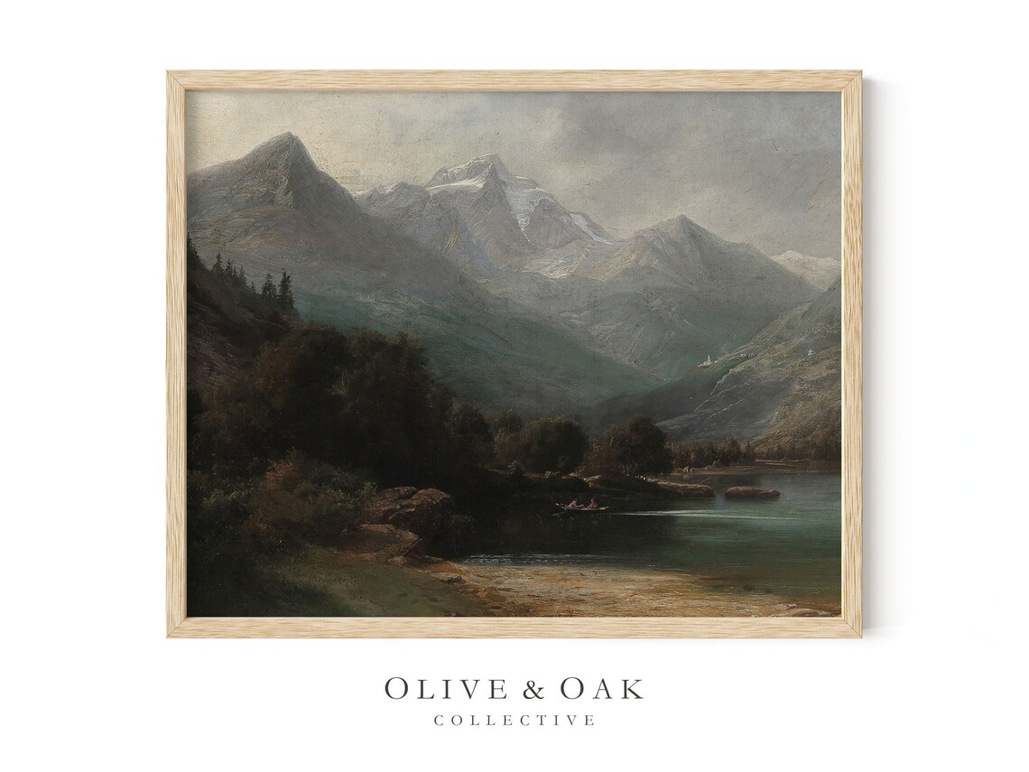 Rustic Landscape Painting, Mountain Cabin Decor - Image 4
