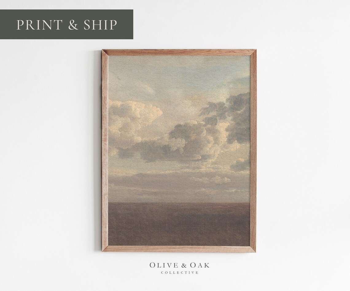 Neutral Cloud Painting, Antique Sky Horizon