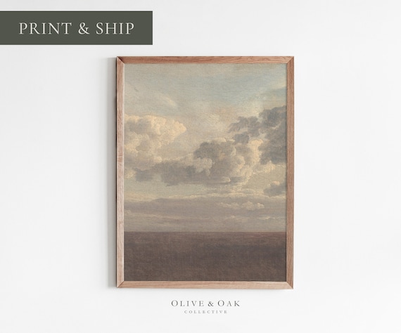 Neutral Cloud Painting, Antique Sky Horizon