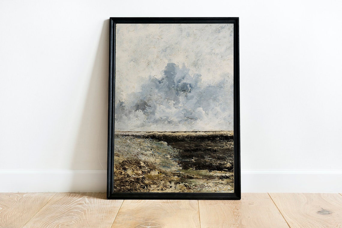 Moody Coastal Vintage Seascape Oil Painting Print - Image 4