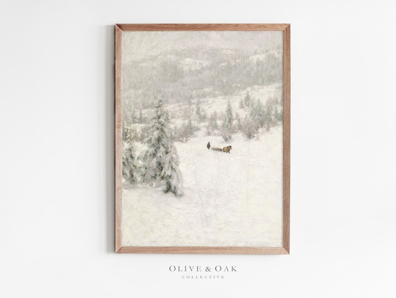 Vintage Winter Country Snow Landscape, Art Print