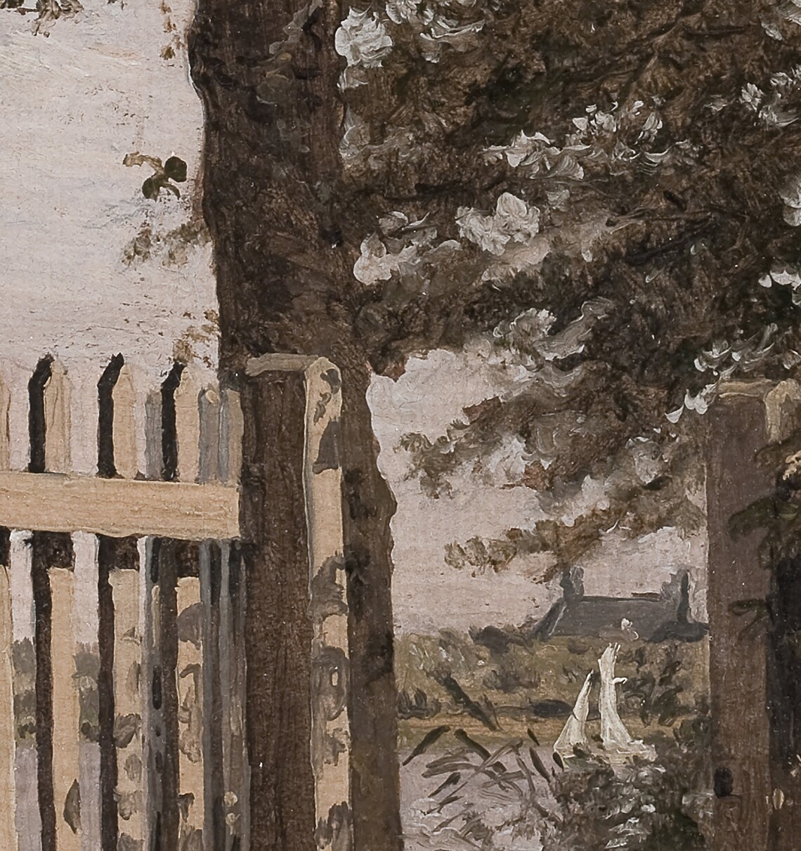Vintage Tree Landscape Painting, European Decor - Image 3