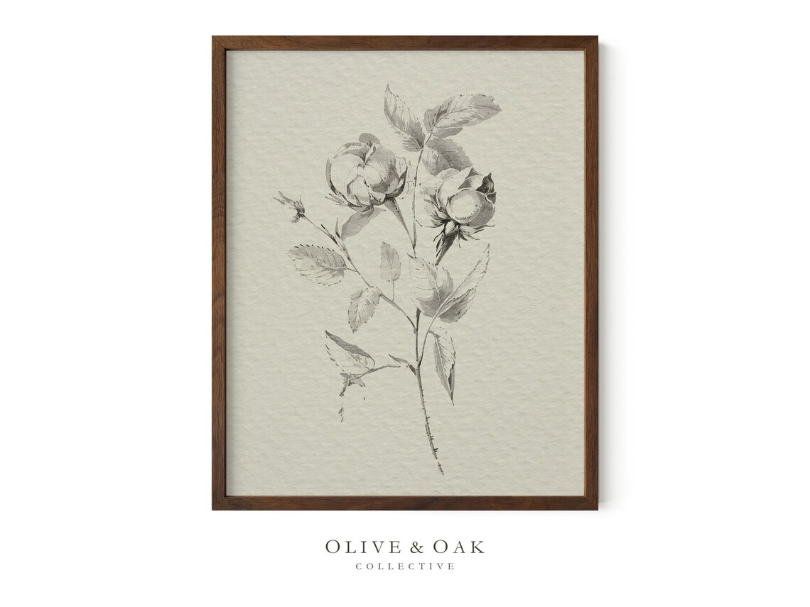 Vintage Flower Drawing, Rustic Botanical Sketch - Image 2