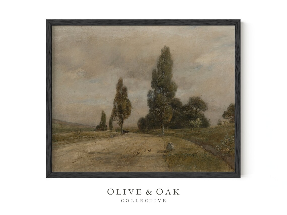 Vintage Farmhouse Landscape Painting, Cottage Decor - Image 3
