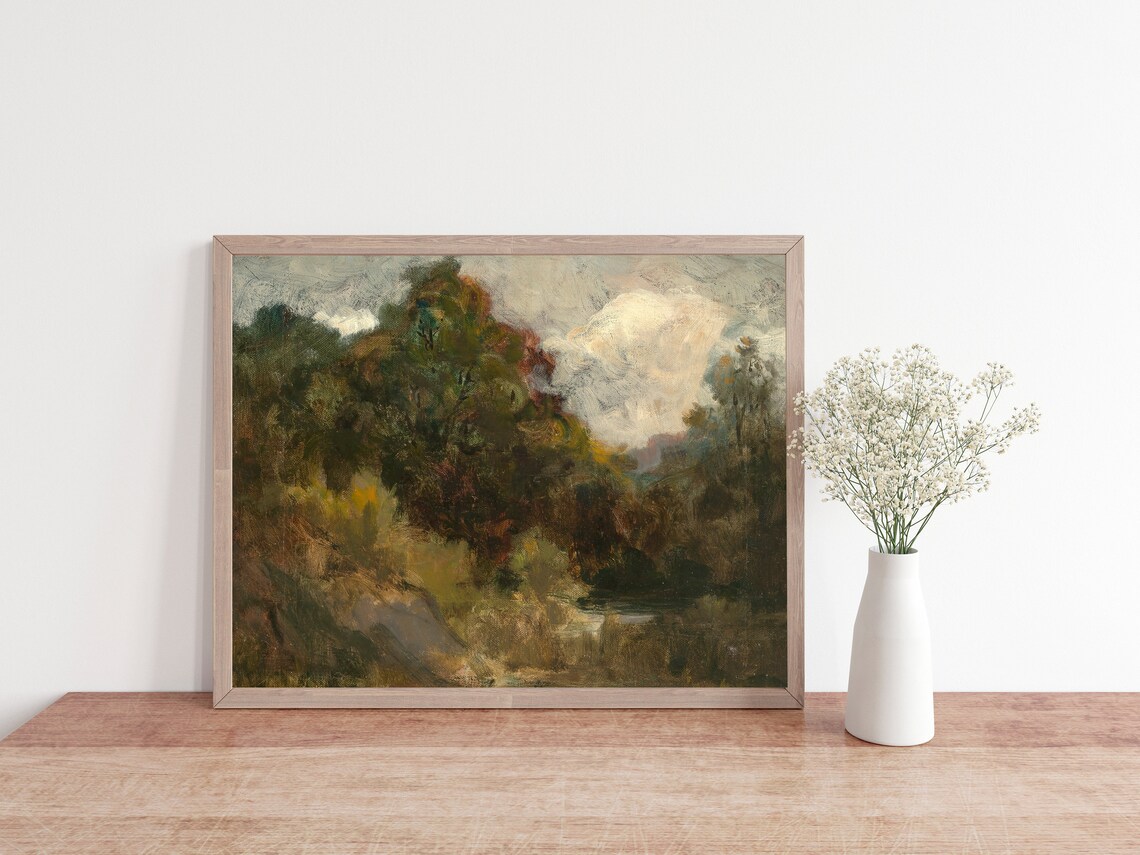 Antique Landscape Painting, Vintage Art Print - Image 2
