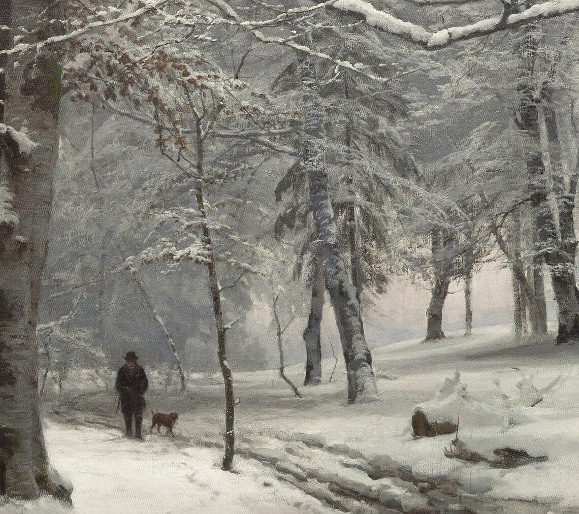 Winter Landscape Painting, Rustic Snow Scene Art Print - Image 2
