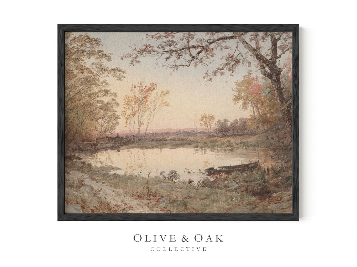 Autumn Lake Landscape, Rustic Fall Decor - Image 2