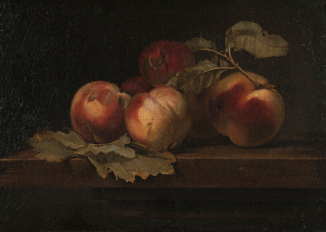 Peach Still Life Vintage Rustic Kitchen Art Print - Image 4