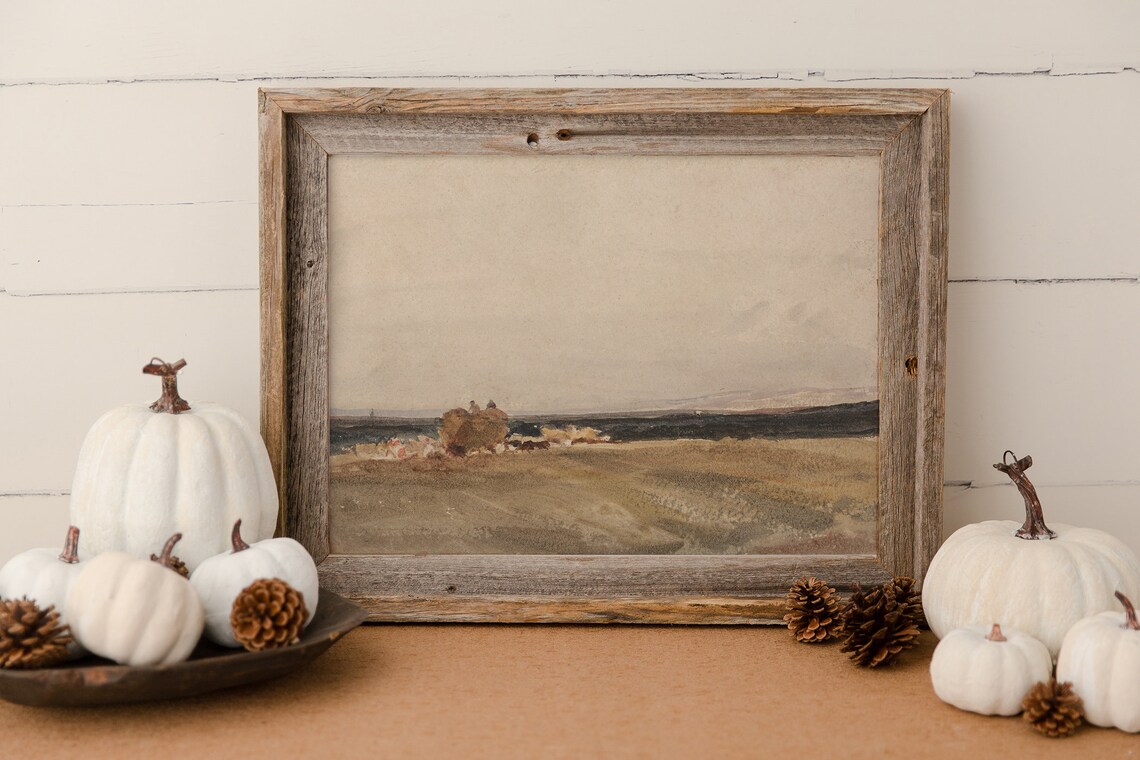 Fall Farmhouse Vintage Painting, Autumn Landscape Art Print - Image 3